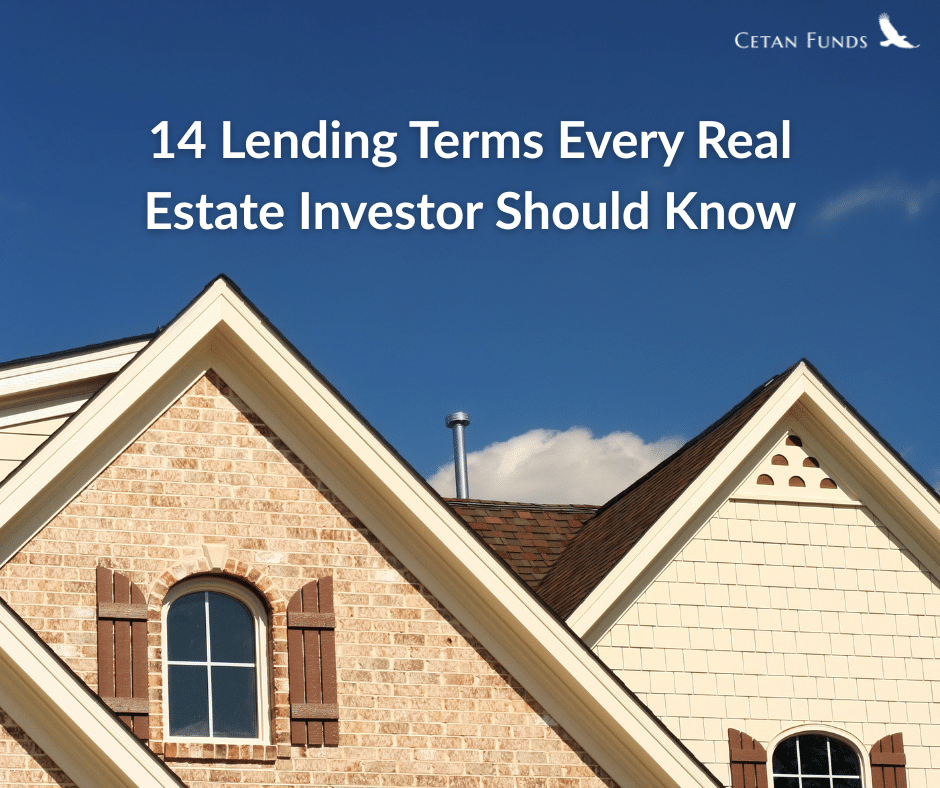 14 Lending Terms Every Real Estate Investor Should Know "14 Lending Terms Every Real Estate Investor Should Know" in text over an exterior photo of a home