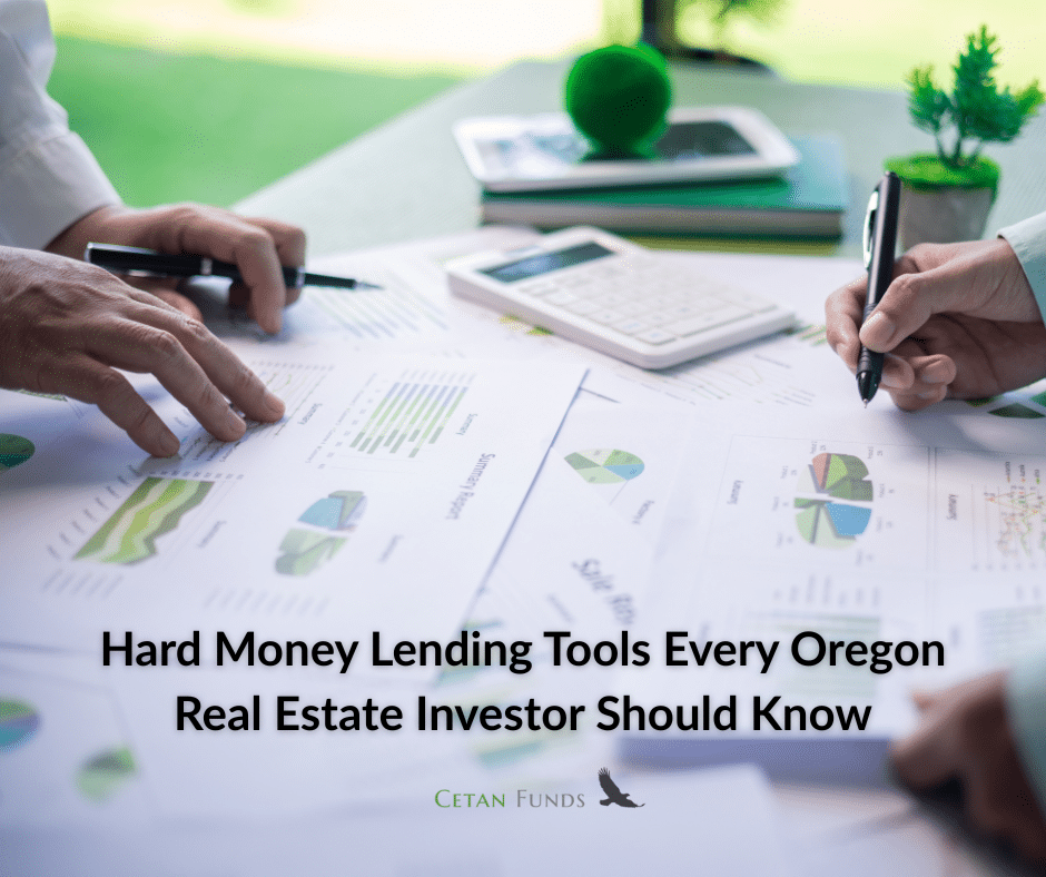 Hard Money Lending Tools Every Oregon Real Estate Investor Should Know "Hard Money Lending Tools Every Oregon Real Estate Investor Should Know" in text under pages of graphs and charts